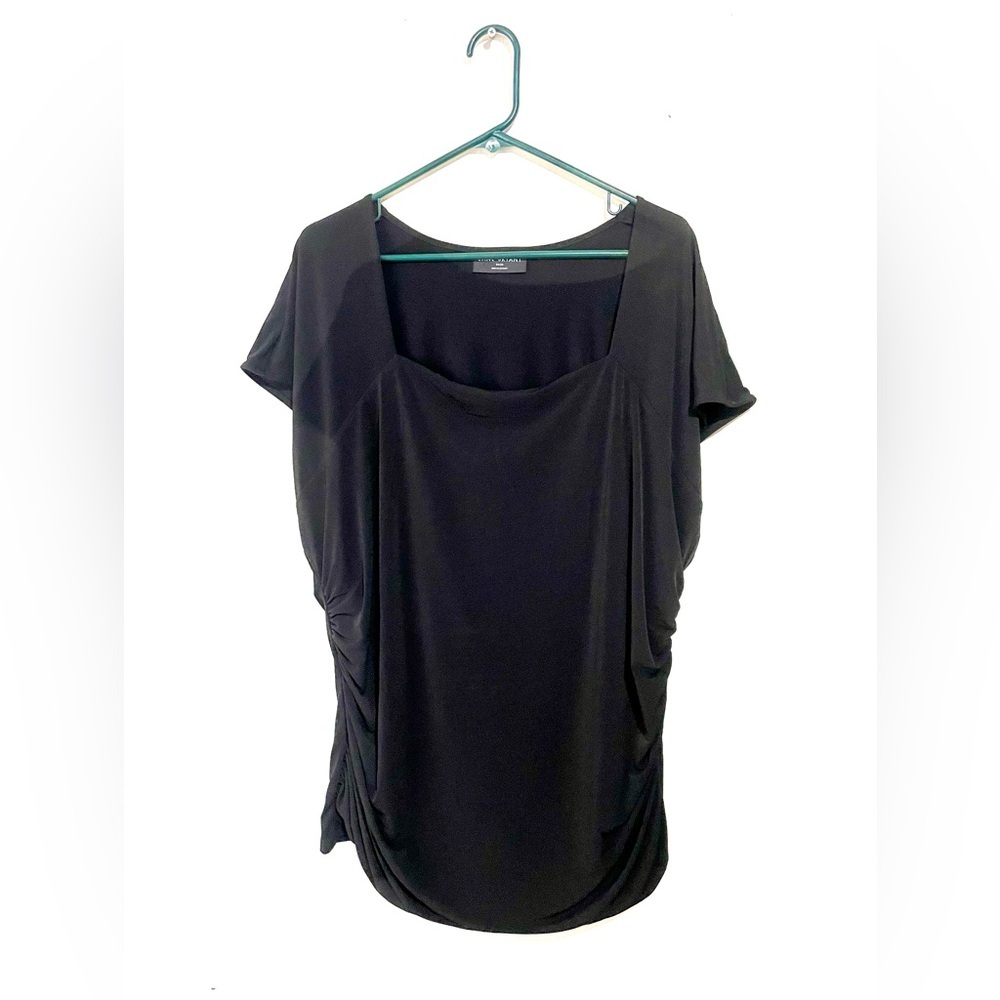 Lane Bryant Square-Neck Side-Ruched BlackTop Blouse Size‎ 22/24 EUC Minimalist